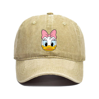 Unisex Vintage Washed Mickey Minnie Print Baseball Cap for Men Women Cartoon Trucker Hat Adjustable Snapback Casual Hip Hop Hat