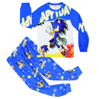 Sonic New Spring Autumn Children's Pajamas Boys and Girls Cartoon Long Sleeve Clothes Toddler Cotton Pajama Set Hedgehog Gift
