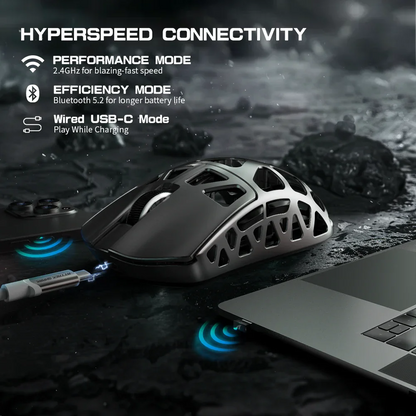Mouse gaming ATTACK SHARK R3 in lega di magnesio 8K SUPERLIGHT 8000Hz 6 DPI regolabili fino a 26000 PAW3395 BT/2.4G wireless/cablato