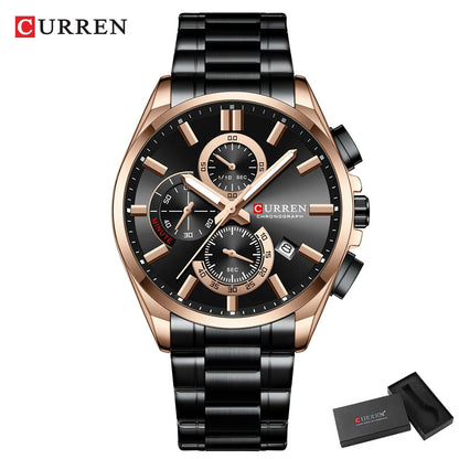 CURREN mode décontracté homme d'affaires montre de luxe bracelet en acier inoxydable montres à Quartz lumineux chronographe calendrier montre