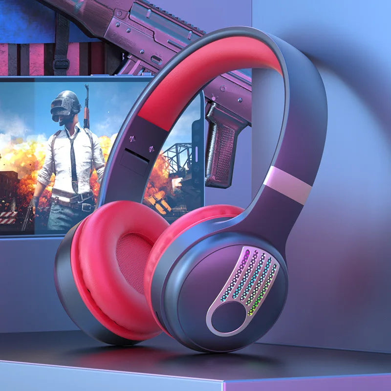 Casque de jeu Bluetooth 6.0 RGB, faible latence 40 ms, autonomie 20 h, 400 mAh, IPX5, sans fil, filaire, carte TF, casque HiFi supra-auriculaire