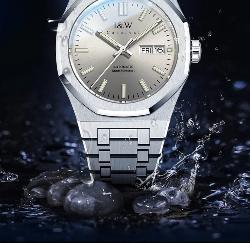 CARNIVAL Men's Mechanical Watch Brand Luxury Sapphire NH36 Movement Automatic Wrist Watches 50m Waterproof for Men