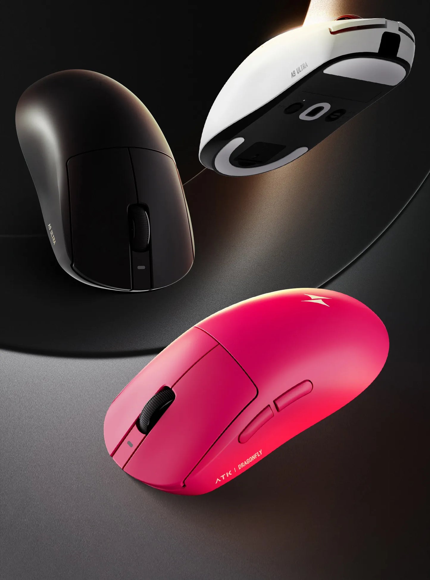 ATK A9 bezdrôtová herná myš s technológiou NearLink, ergonomická PAW3395, trojrežimová Bluetooth myš s nízkou latenciou pre e-šport a PC