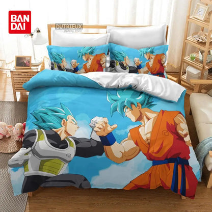 Bandai Animie Dragon Ball Bedding Set Goku Duvet Cover Quilt Cover Queen King Bedroom Home Textile Children Kids Boys Adult Gift