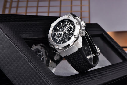 PAGANI DESIGN Men's Watches Luxury Rose Gold Sport Chronograph Japan VK64 Quartz Watch For Men Fluororubber Strap Wristwatch Men