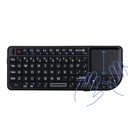 Teclado sem Fios A8 Mini 2.4G com Retroiluminação em 7 Cores, 3 em 1, Teclado Portátil com Touchpad e Air Mouse para Android TV Box, PC e Tablet