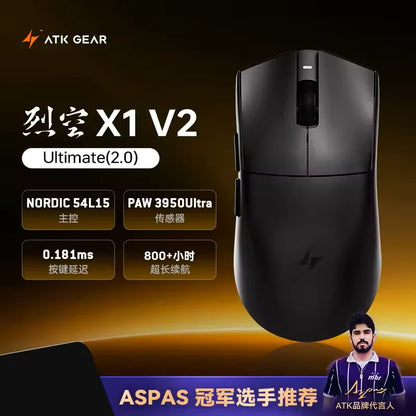 ATK Blazing Sky X1 V2 Ultimate Dual Mode Wireless Mouse Lightweight PAW3950 Ultra Dual 8K HZ Low Latency Custom Ergonomics Mouse