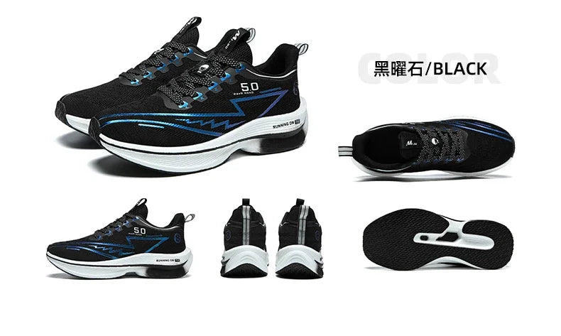 Men's Sport Shoes Professional Cushioned Carbon Plate Running Shoes Breathable Lace-up Casual Sneakers Marathon Athletic Footwear