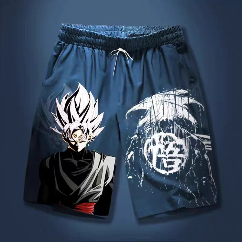 2026 Summer Dragon Ball Goku Black Go Kanji Retro Quick-Dry Print Shorts Adult Kids Plus Size Breathable Anime Fan Casual Shorts