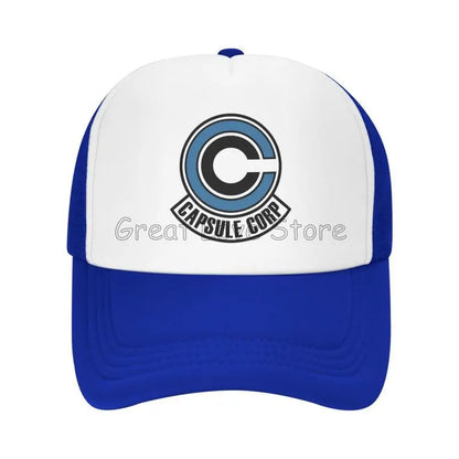 Capsule Corp Mesh Baseball Caps Unisex Hip-Hop Trucker Hat Anime DBZ Dad Hat Adjustable Racing Cap Summer Trucker Snapback Hats