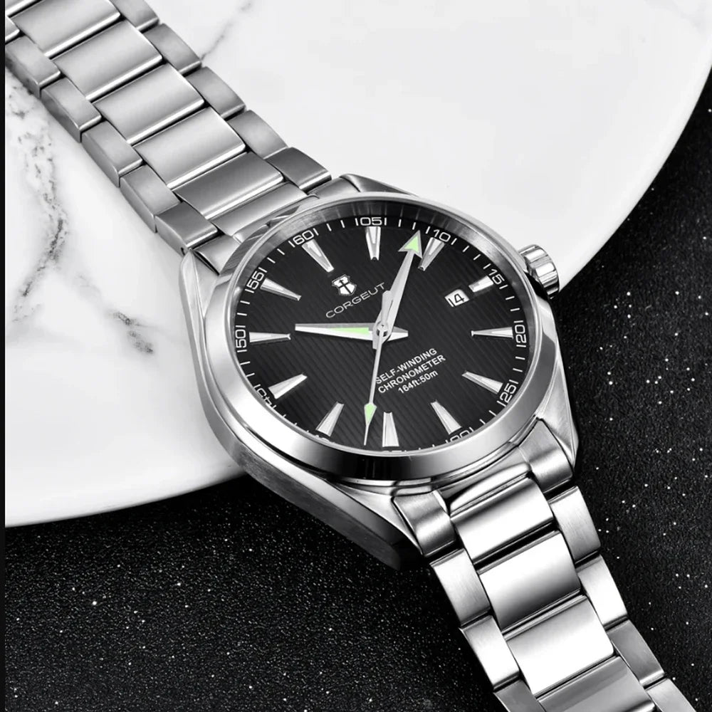 Relógio masculino Corgeut 41mm Luxury NH35 Movt Man Sport Clock automático, relógio de pulso mecânico, safira, bracelete em aço, para homem