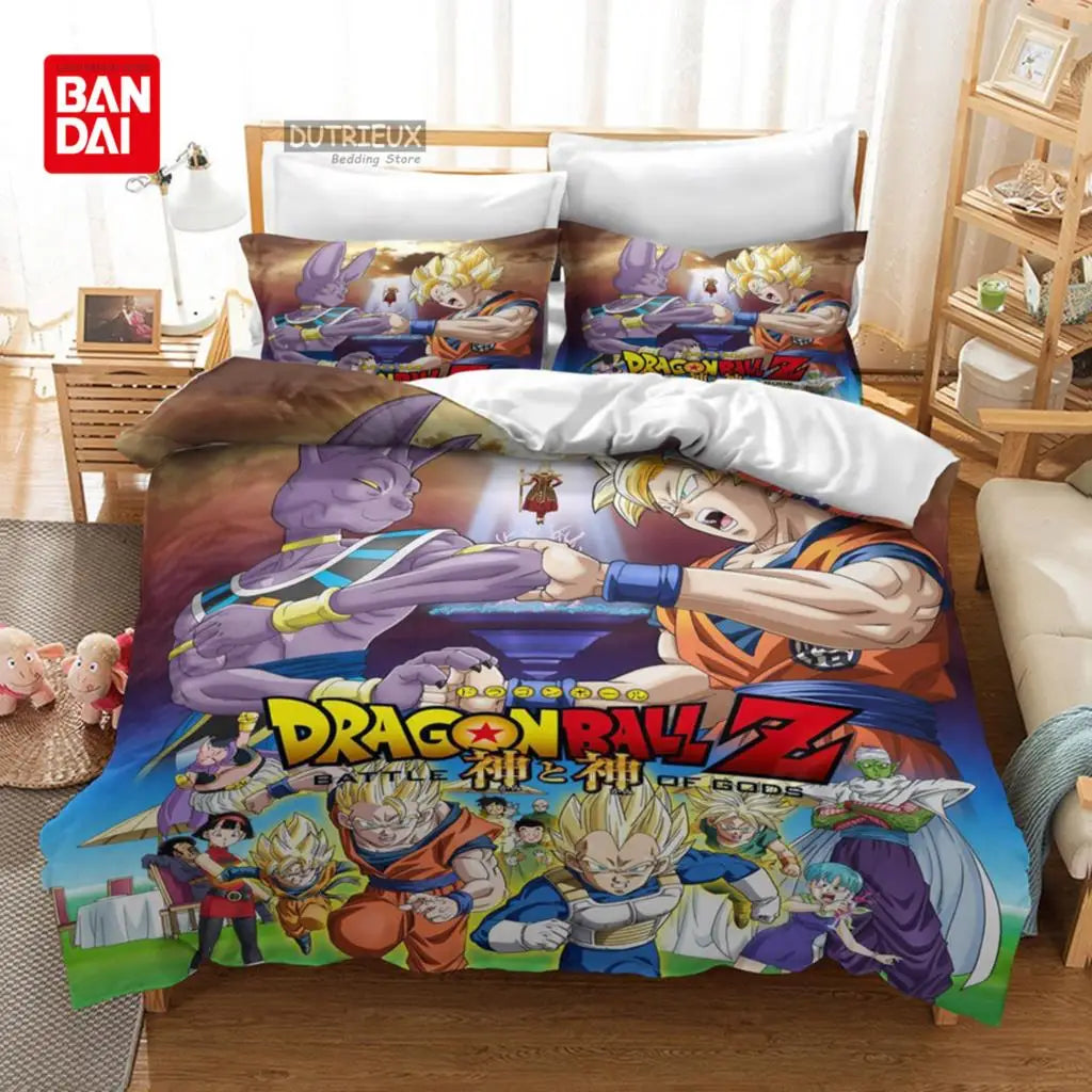 Bandai Animie Dragon Ball Bedding Set Goku Duvet Cover Quilt Cover Queen King Bedroom Home Textile Children Kids Boys Adult Gift
