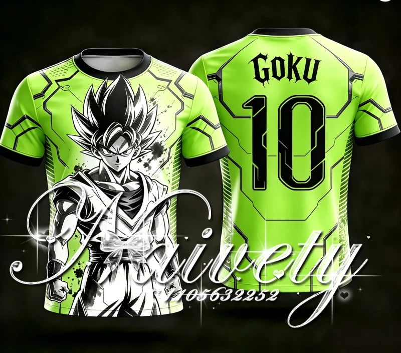 2026 New Summer Dragon Ball Z Classic Goku Silhouette 3D Print Soccer Jersey Unisex Anime Trendy Sports Short Sleeve T-shirt
