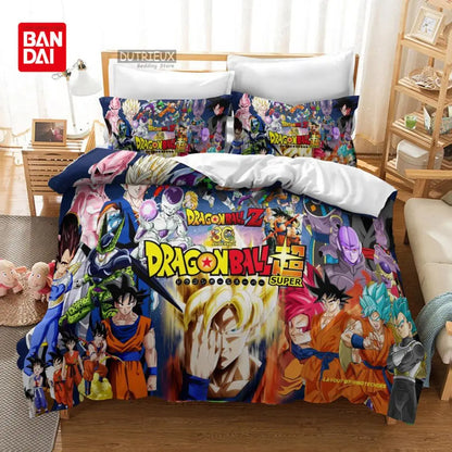 Bandai Animie Dragon Ball Bedding Set Goku Duvet Cover Quilt Cover Queen King Bedroom Home Textile Children Kids Boys Adult Gift