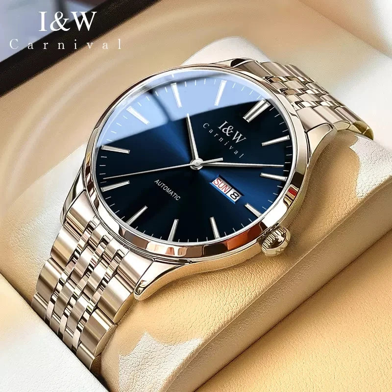 Carnival High-end Series I&W Brand Automatic Mechanical Watches Men Waterproof Watches 316L Steel Sapphire Business Men's Watch