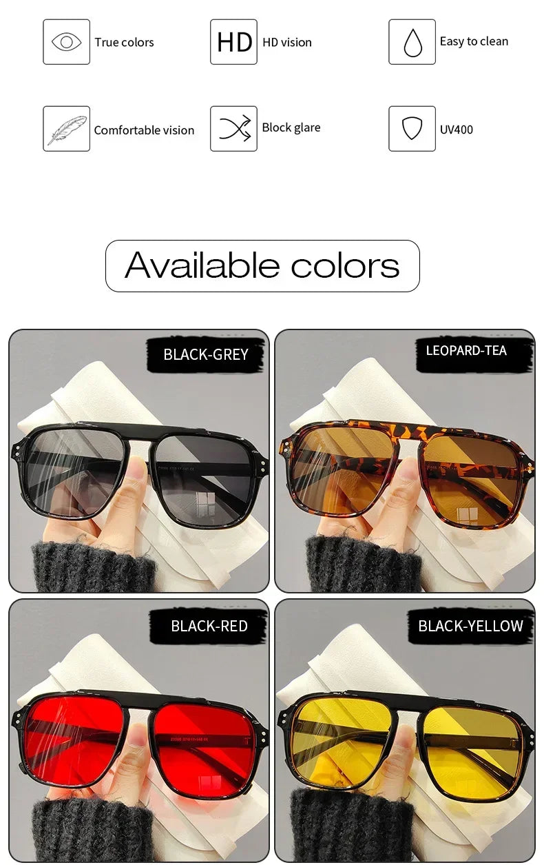 Fashion Female Sun Shades Eyewear Men Women Fashion Double Beam Sunglasses Vintage Outdoor Travel Driving UV400 Goggles