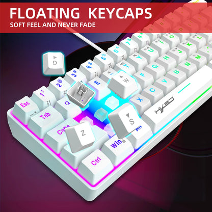 Neue Mini-Gaming-Tastatur, kabelgebundene Slim-Membrantastatur mit 61 Tasten, Touch-RGB-Beleuchtung und mehreren Schnellzugriffstasten-Kombinationen, geeignet für Gaming und Büro