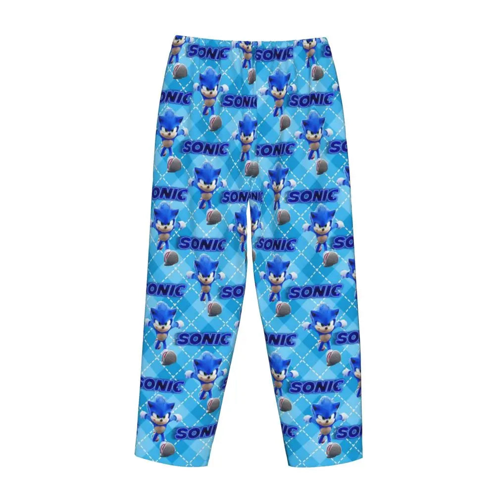 Custom Printed Womens Soniced Pajama Pants Hedgehog Game Sleepwear Sleep Lounge Bottoms with Pockets