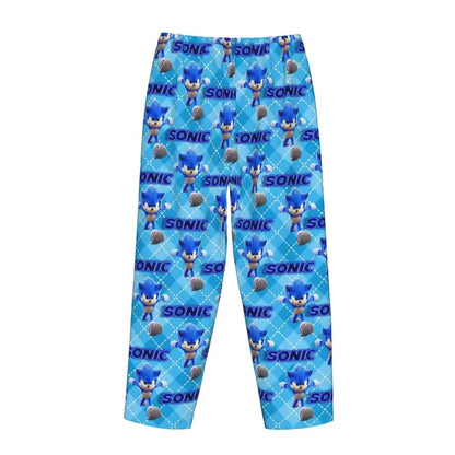 Custom Printed Womens Soniced Pajama Pants Hedgehog Game Sleepwear Sleep Lounge Bottoms with Pockets