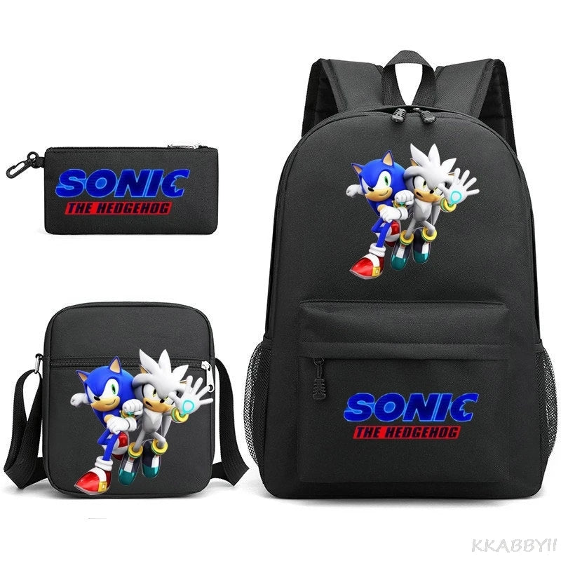 Sonic Backpacks Student School Bags for Teen Men Women Tote Bag Clutch Pocket Nylon Backpacks Travel Mochilas