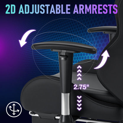 250Lbs Load LED Gaming Chair for Children 8-15Years, Adjustable Gamer Chair with LED Lighting, Footrest & Lumbar Support