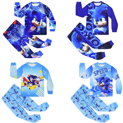Sonic New Spring Autumn Children's Pajamas Boys and Girls Cartoon Long Sleeve Clothes Toddler Cotton Pajama Set Hedgehog Gift