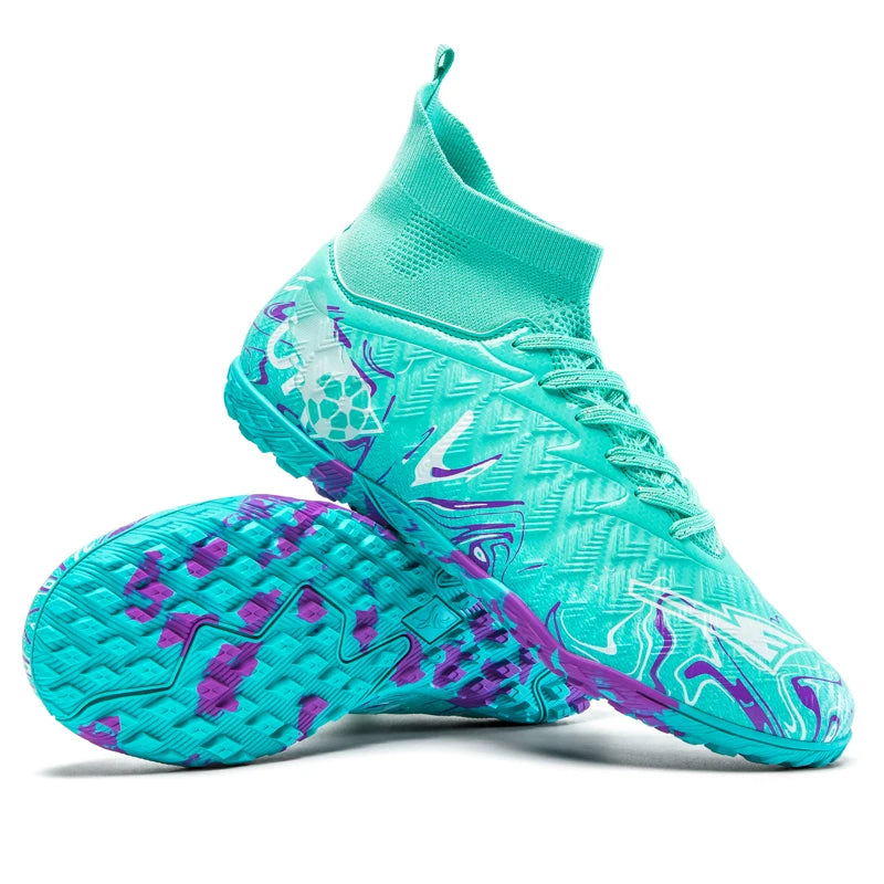 Chaussures de football pour hommes et femmes, crampons antidérapants pour terrain synthétique, baskets de futsal, chaussures de football à crampons pour terrain gazonné, support de cheville, pour l'extérieur