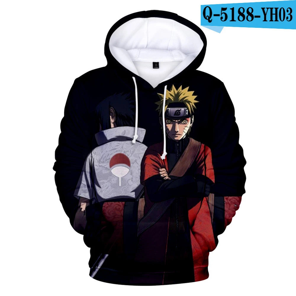 New Naruto Hoodies Character Suit 3D Digital Color Printed Hoodie Sports and Leisure Pullover Hooded Sweatshirt for Men Women