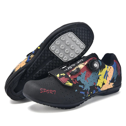 Lock-Free Cycling Shoes, Flat Pedal Shoes for Men, Bike Cleat Sneakers, MTB Bicycle Biking Shoes for Women, Breathable Indoor Boots
