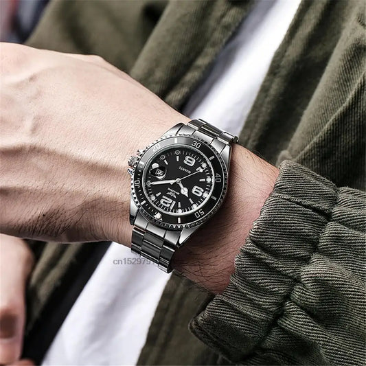 Montres de luxe pour hommes en acier inoxydable – Montre à quartz avec affichage de la date, style professionnel et sportif, tendance