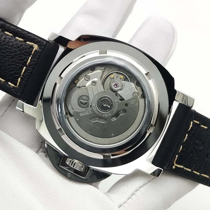 Parnsrpe Men's Automatic Mechanical NH35 Watch Polished Case Sapphire Glass Leather Strap 40mm Men's Watch
