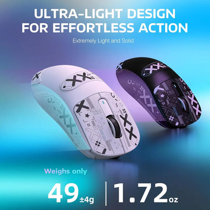 ATTACK SHARK X3 leichte kabellose Gaming-Maus, 49g Tri-Mode, PAW3395 26K DPI Sensor, 200h Akkulaufzeit, 5 programmierbare Tasten