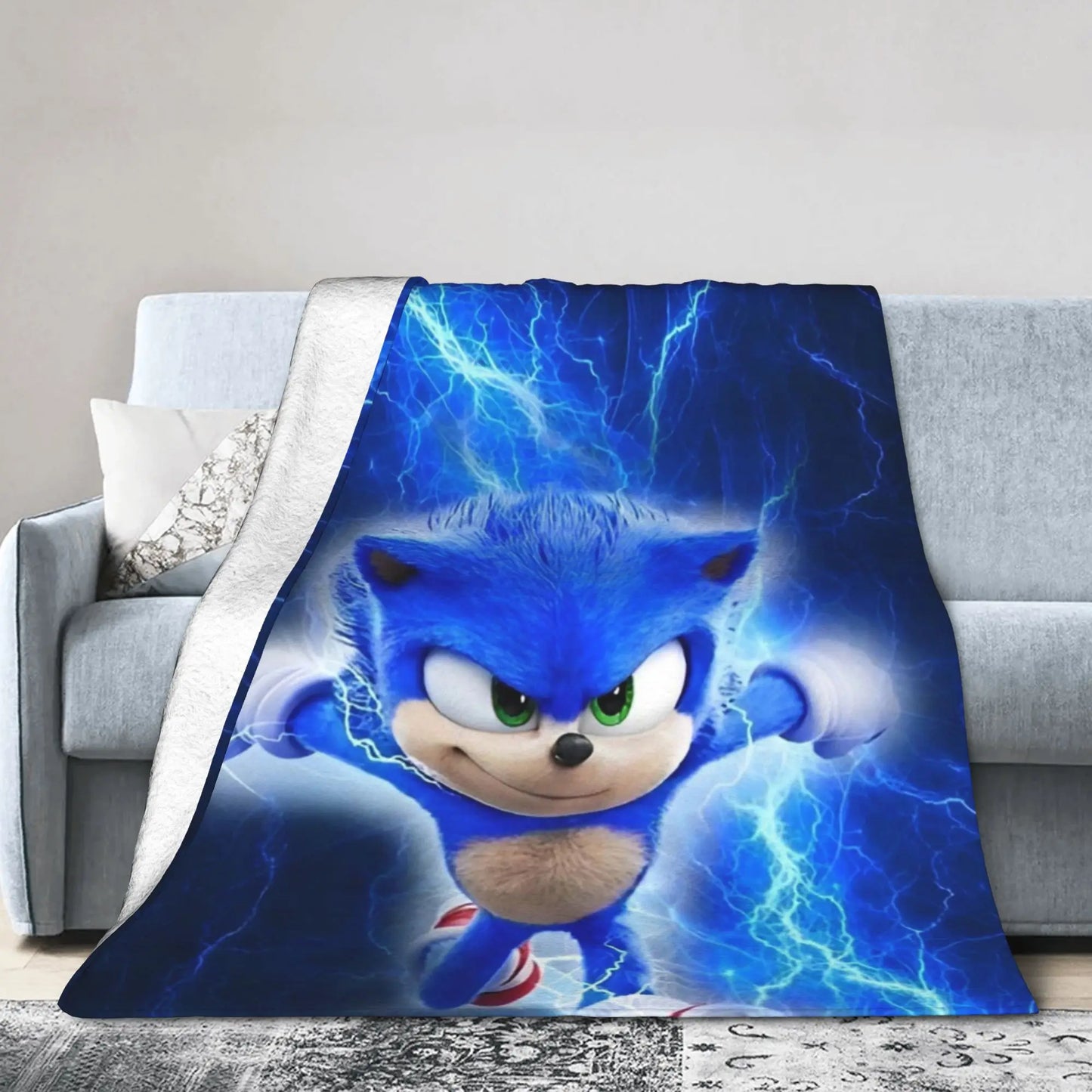 Shadow Game Blanket Soniced Cartoon Flannel Throw Blankets Summer Air Conditioning Decoration Lightweight Bedspreads