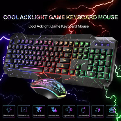 Kabelgebundenes Gaming-Tastatur-und-Maus-Set für Desktop-PCs mit mechanischem Tippgefühl und LED-Hintergrundbeleuchtung
