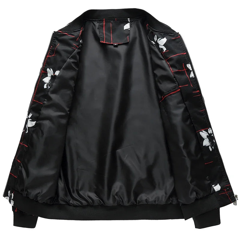Spring and Autumn Men's Flower Jacket, Large Size Urban Casual Jacket, Multicolor Available