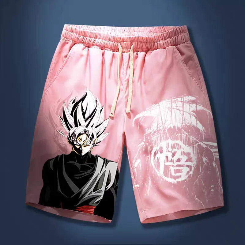 2026 Summer Dragon Ball Goku Black Go Kanji Retro Quick-Dry Print Shorts Adult Kids Plus Size Breathable Anime Fan Casual Shorts