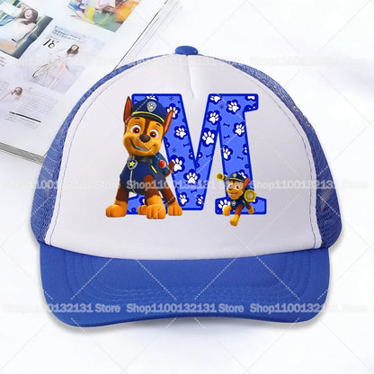 Casquettes de baseball en maille PAW Patrol : Chase, personnage de dessin animé, lettres, pour adultes et enfants, casquettes de sport, anime, été, protection solaire, visière, cadeau pour garçon et fille