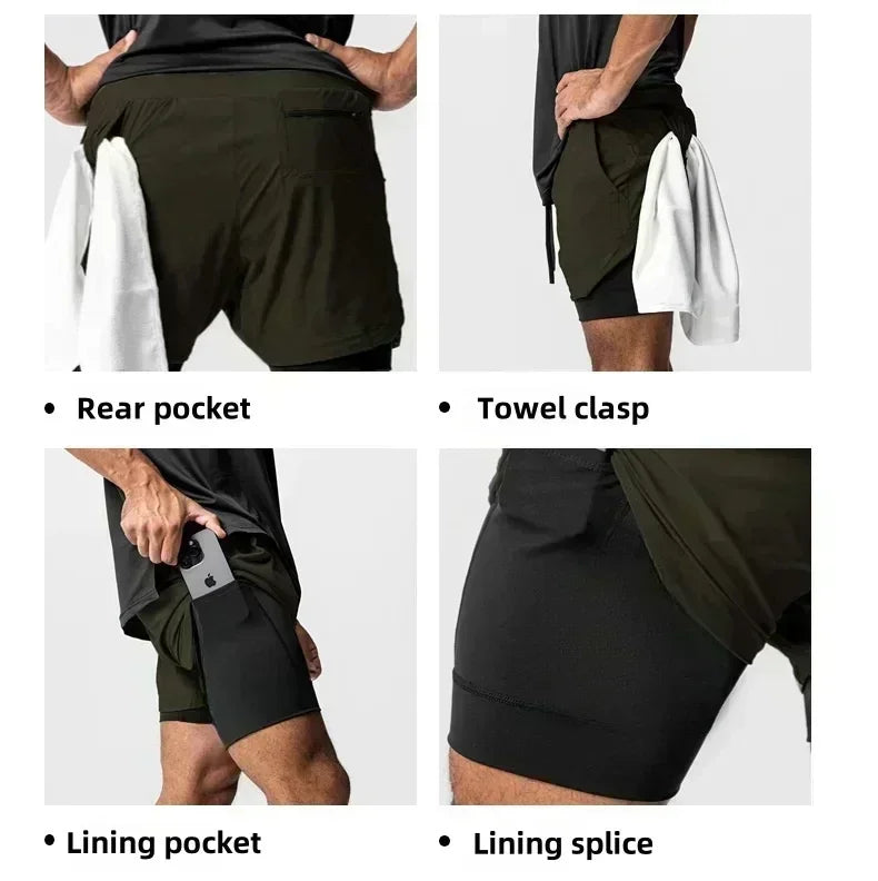 Dragon Ball Summer Men's Double Shorts Vegeta Japanese Anime Fake Two-piece 2-in-1 Fitness Sports Shorts Quick-Drying Y2K Pants