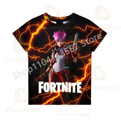 T-shirt de Verão F-Fortnited para Crianças 100-160cm, Promoção Especial, para Meninos, Bebés e Crianças Pequenas, T-shirts Divertidas de Gaming, Moda para Meninas e Meninos, Presente de Aniversário