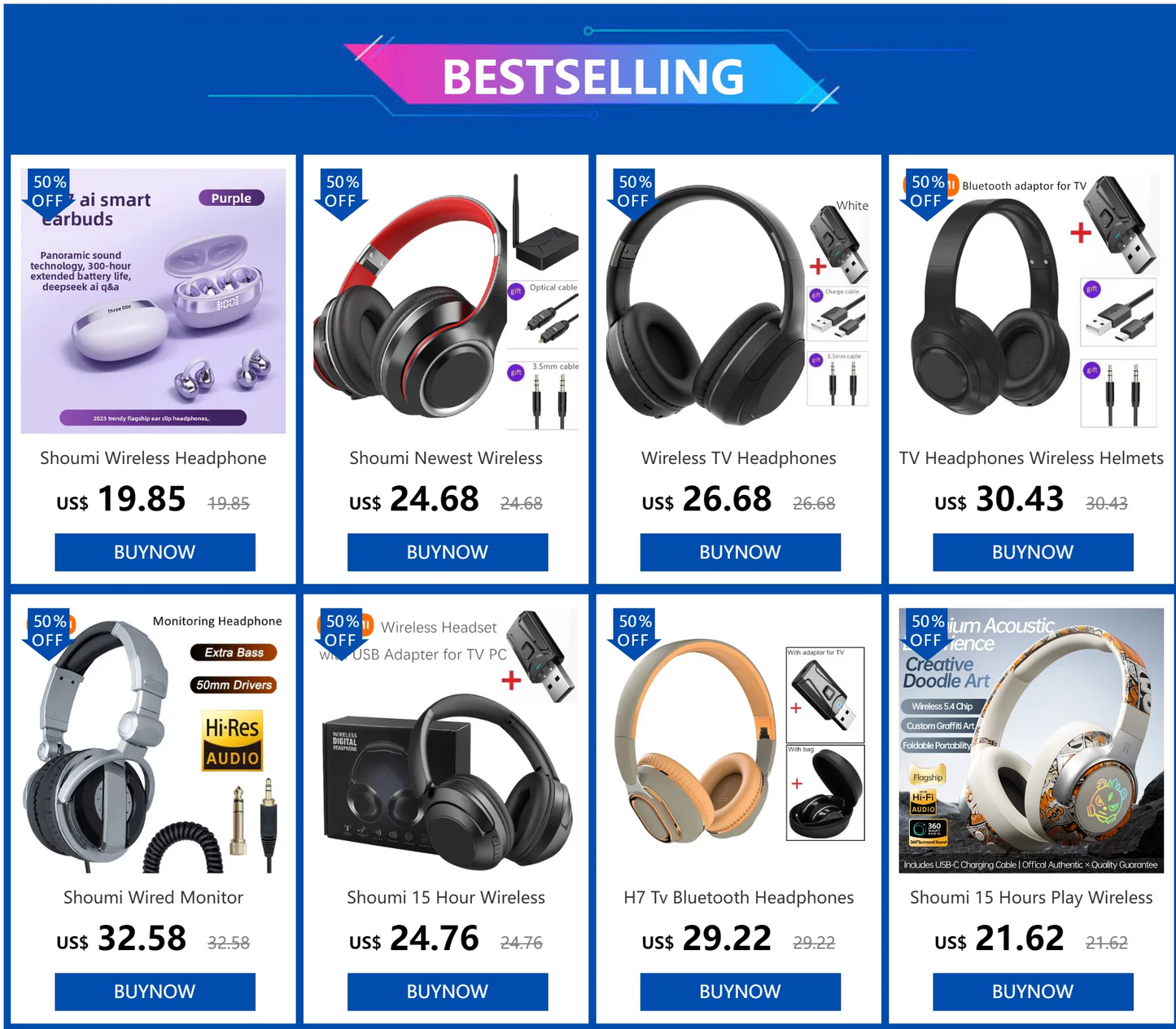 Wireless TV Headphones Bluetooth 5.0 USB Adaptor Stereo Headset Foldable Helmet Earbuds with Mic for Samsung  TV PC Music