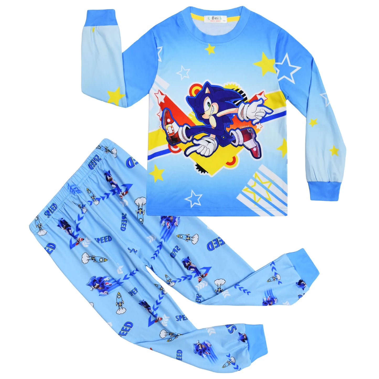 Sonic New Spring Autumn Children's Pajamas Boys and Girls Cartoon Long Sleeve Clothes Toddler Cotton Pajama Set Hedgehog Gift
