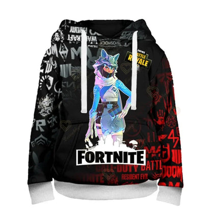 Fortnite-fanien huppari 3D Battle Royale -printillä – cosplay Victory -painettu huppari miehille, naisille ja lapsille, hupullinen streetwear-collegepaita
