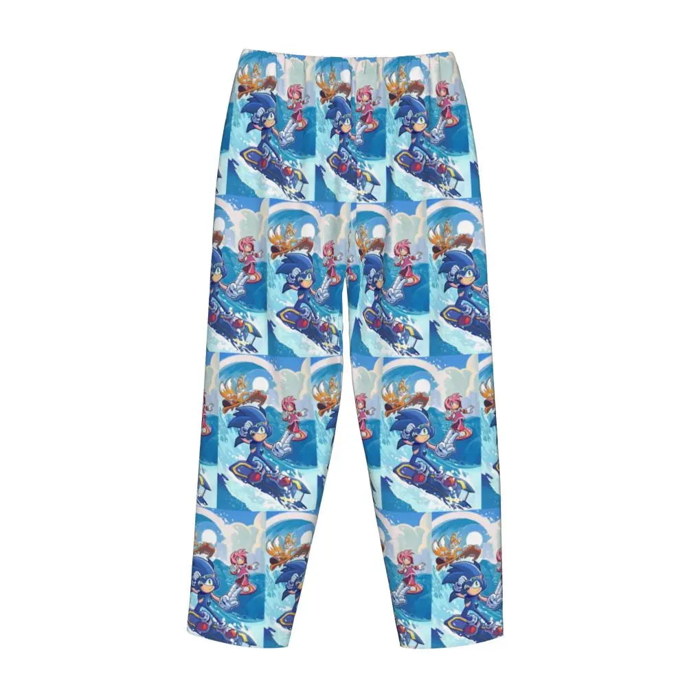 Custom Printed Womens Soniced Pajama Pants Hedgehog Game Sleepwear Sleep Lounge Bottoms with Pockets