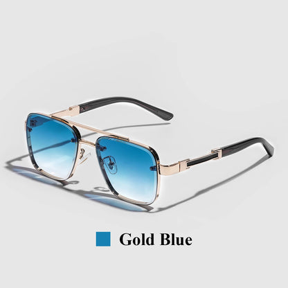 Ruiao Square Mens Designer Sunglasses Metal Frame Gradient Luxury Shades UV400 Rectangle Pilot Sun Glasses for Men