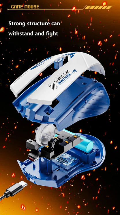 Wireless Gaming Mouse Dual Mode Bluetooth 2.4G DPI Adjustable Type-C Rechargeable Silent Ergonomic Mouse Durable Battery