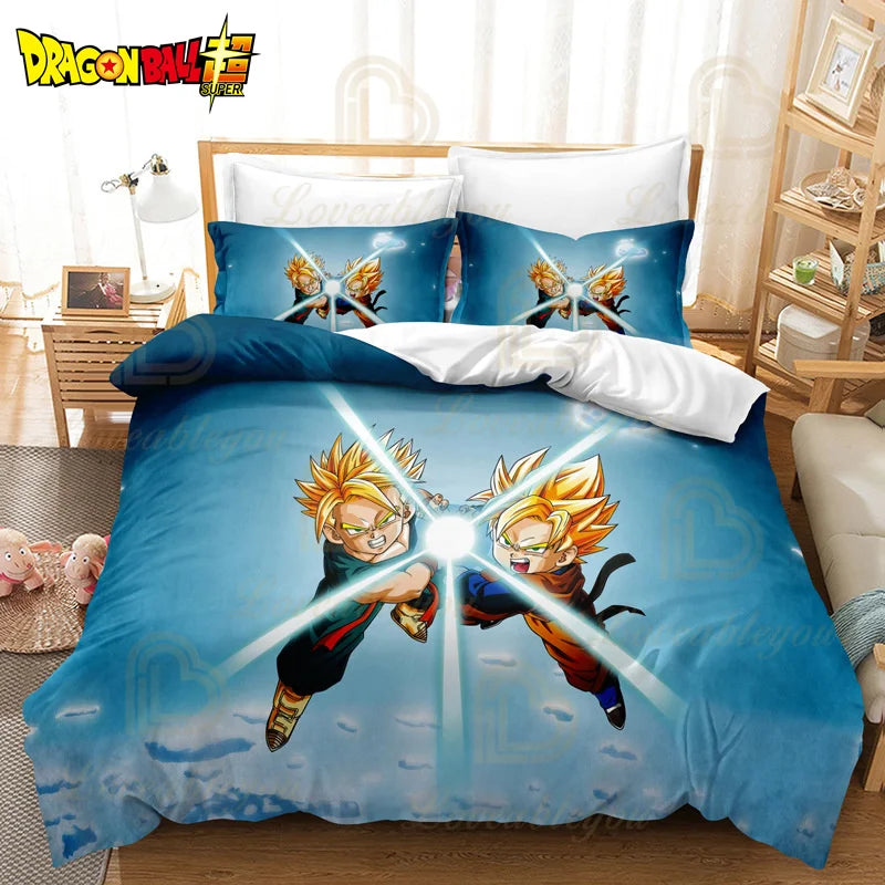 Dragon Ball Z Guko Kids Bedding Set Single King Size Duvet Cover with Quilt And Pillowcase Double Bed Linen for Bedroom Decor