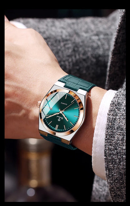 Orologio da polso al quarzo di lusso BINBOND da uomo – Impermeabile, luminescente, con data automatica – Stile professionale, sportivo, alla moda e casual – Cinturino in pelle