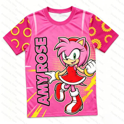 2026 Sonic 3D Print T-Shirt, Kids Cartoon Graphic Short Sleeve Tee, Men's Summer Casual Athletic T-Shirt