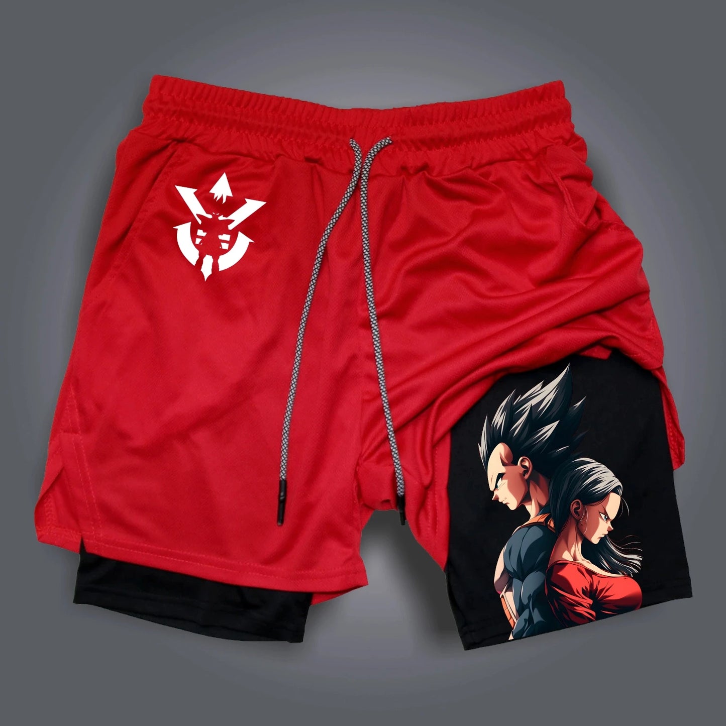 Dragon Ball GOKU Vegeta Anime Printed Double Layer Shorts 2026 American Summer Men's and Women's Quick Dry Fashion Sports Shorts