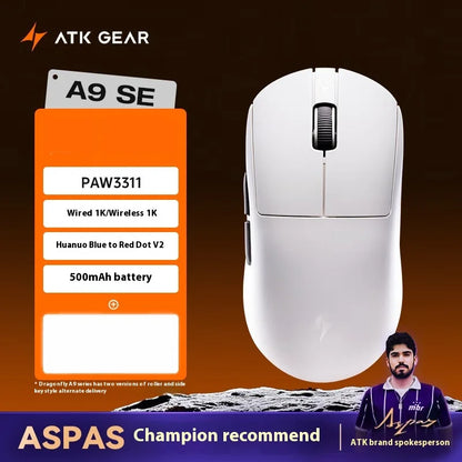 ATK  A9 Plus Gaming Mouse Wireless A9/A9 SE/A9 Pro Tri Mode 8K Gaming Mouse Lightweight A9 Ultimate E-sports PC Gift Customized